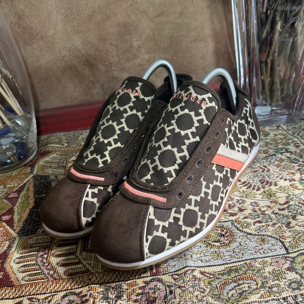Tommy Hilfiger Tw Princess Brown Tan Coral Sneaker Shoe Size 9 M